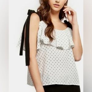 Dex Ruffled Shoulder Tie Blouse (XS)